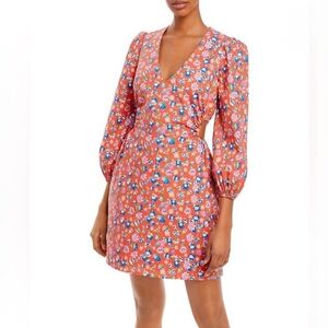 Wayf Orange Floral Long Sleeve Dress